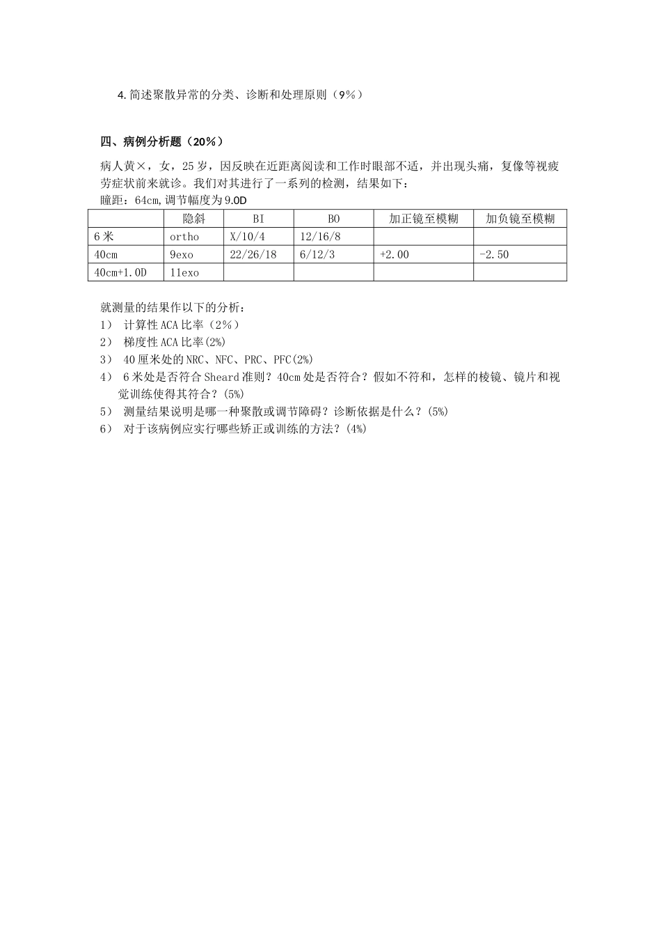 眼视光专业本科《双眼视觉学》期末试卷_第2页