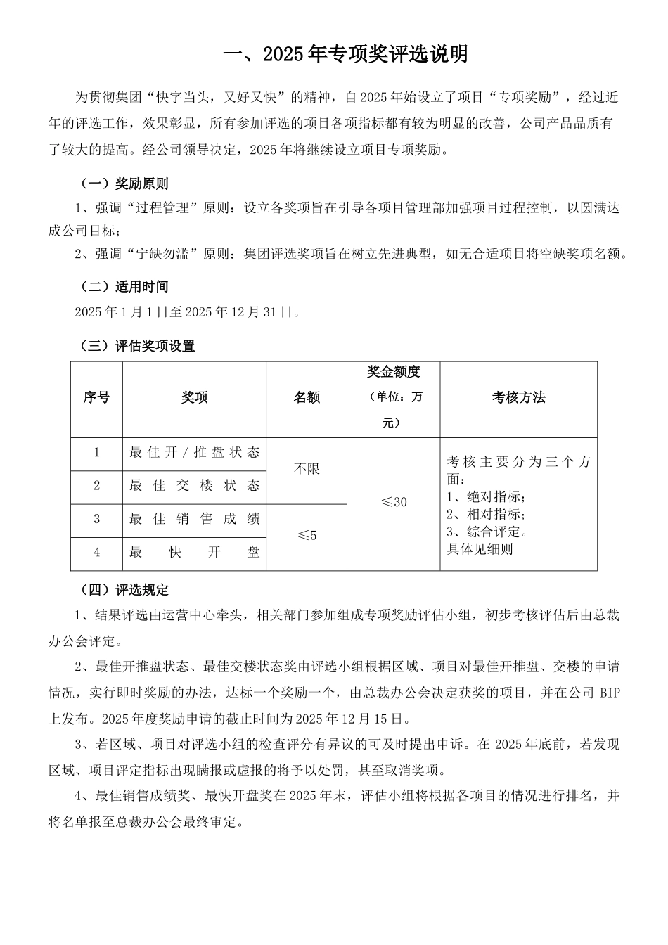 知名地产项目专项奖励评定细则4项专项奖_第3页