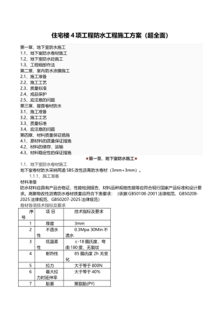 知名房企住宅楼工程防水工程施工方案