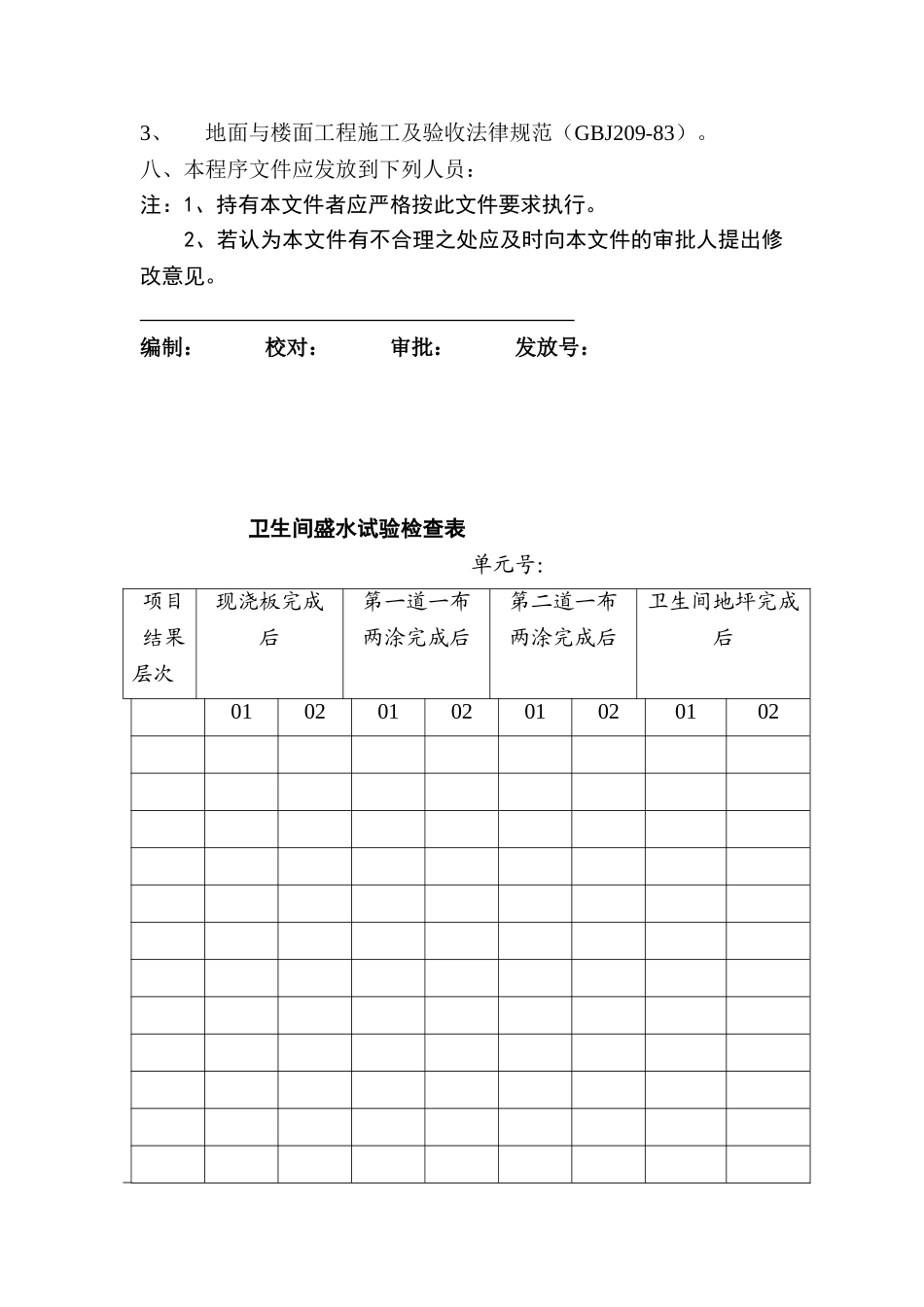 知名房企住宅卫生间防渗施工管理工作程序_第2页