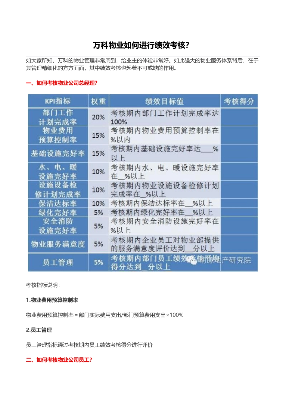 知名房企物业绩效考核策略详解_第1页