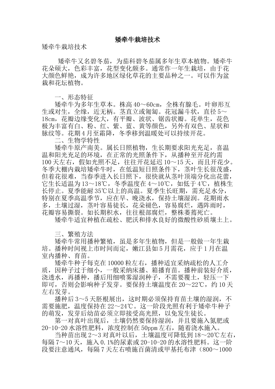 矮牵牛栽培技术_第1页