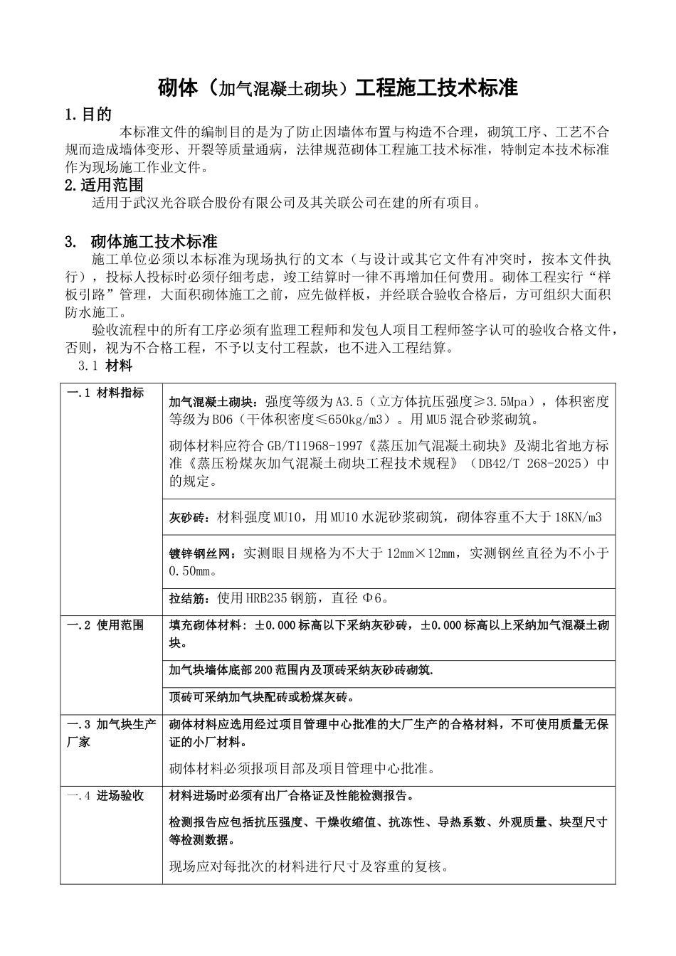 砌体加气混凝土砌块工程施工技术标准_第2页