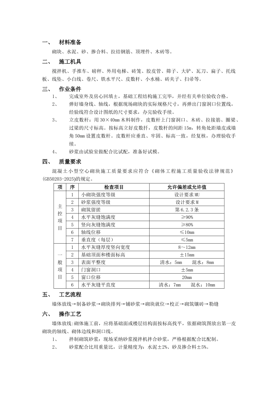 砌块砌筑工程技术交底模板_第1页