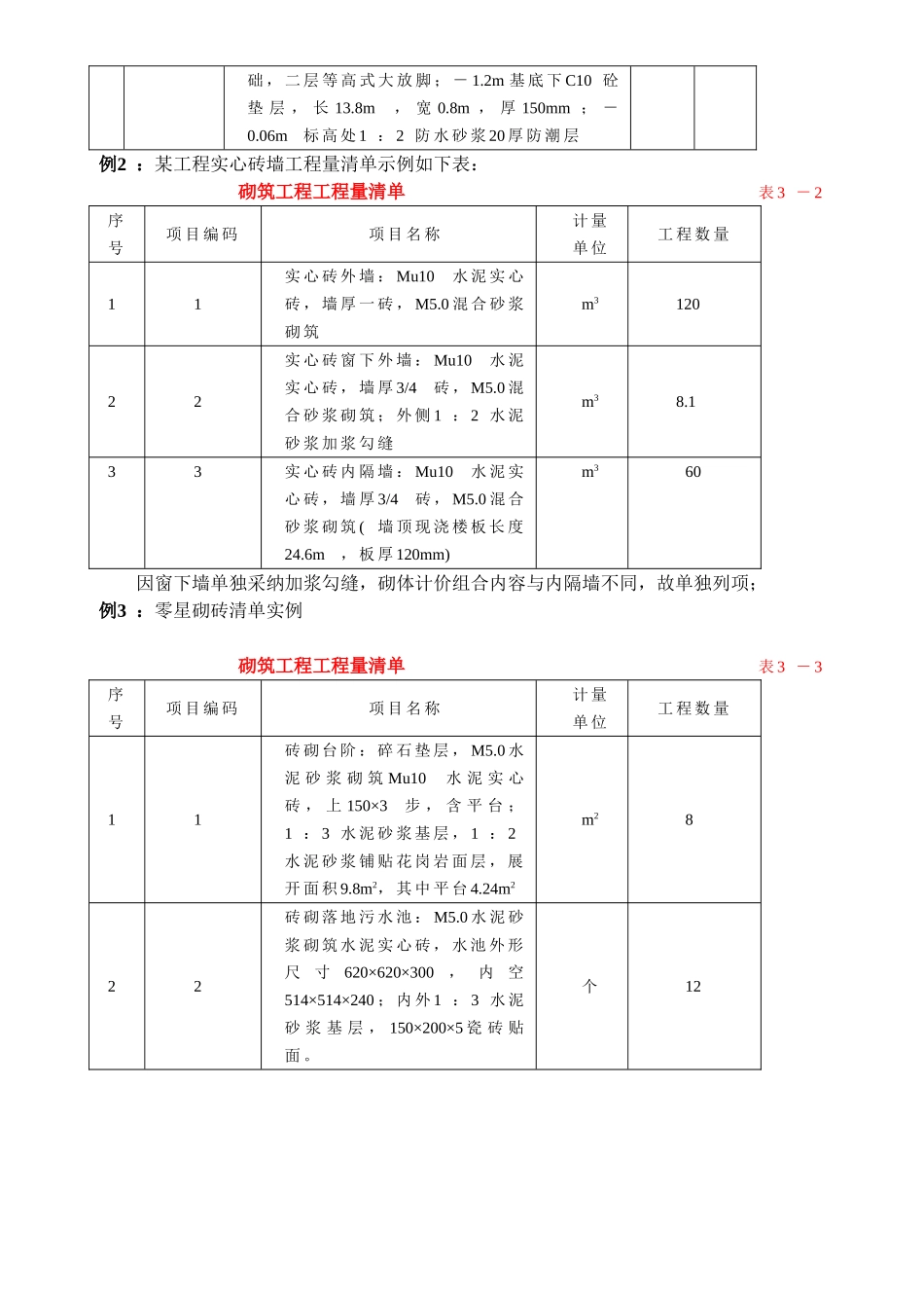 砌筑工程量清单编制及计价实例_第2页