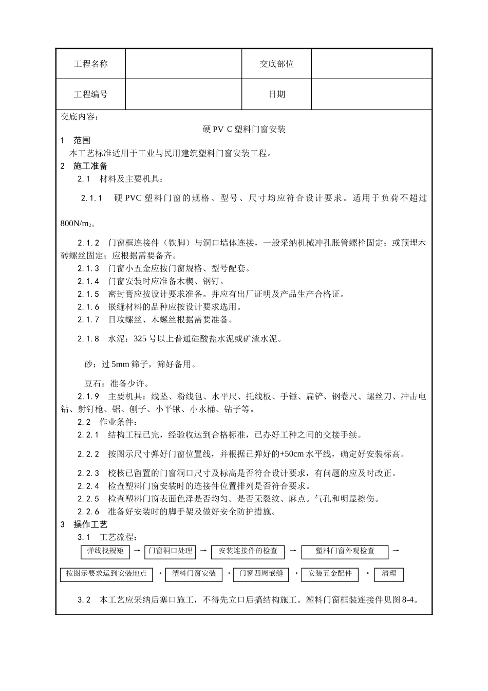 硬PVC塑料门窗安装工艺_第1页