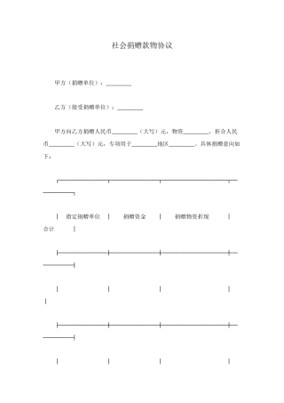 社会捐赠款物协议