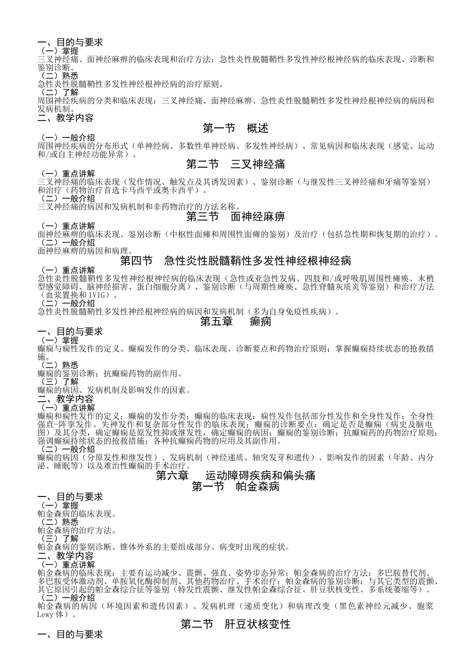 神经病学教学大纲_第3页