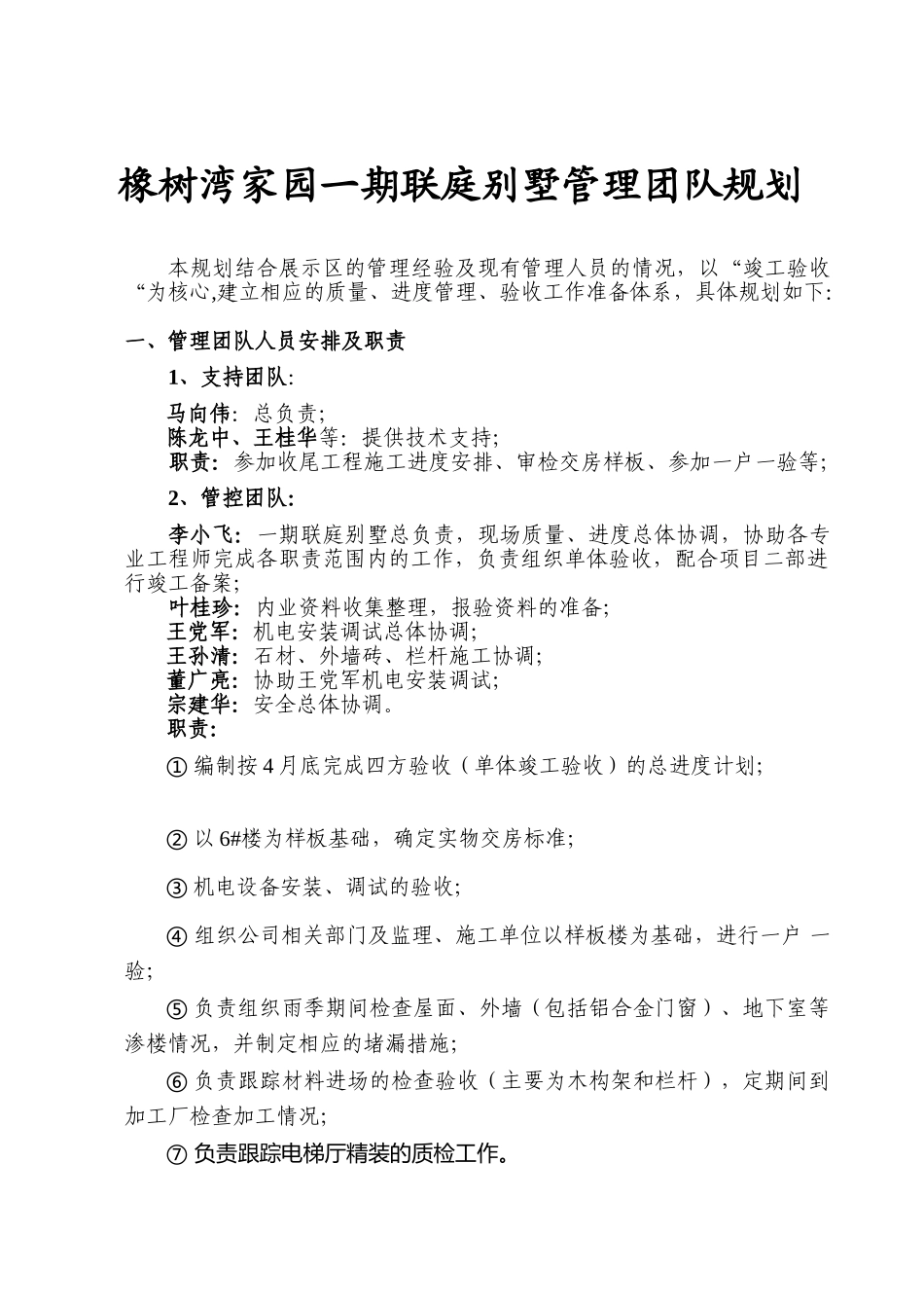 福州橡树湾家园一期联庭管理团队规划_第1页