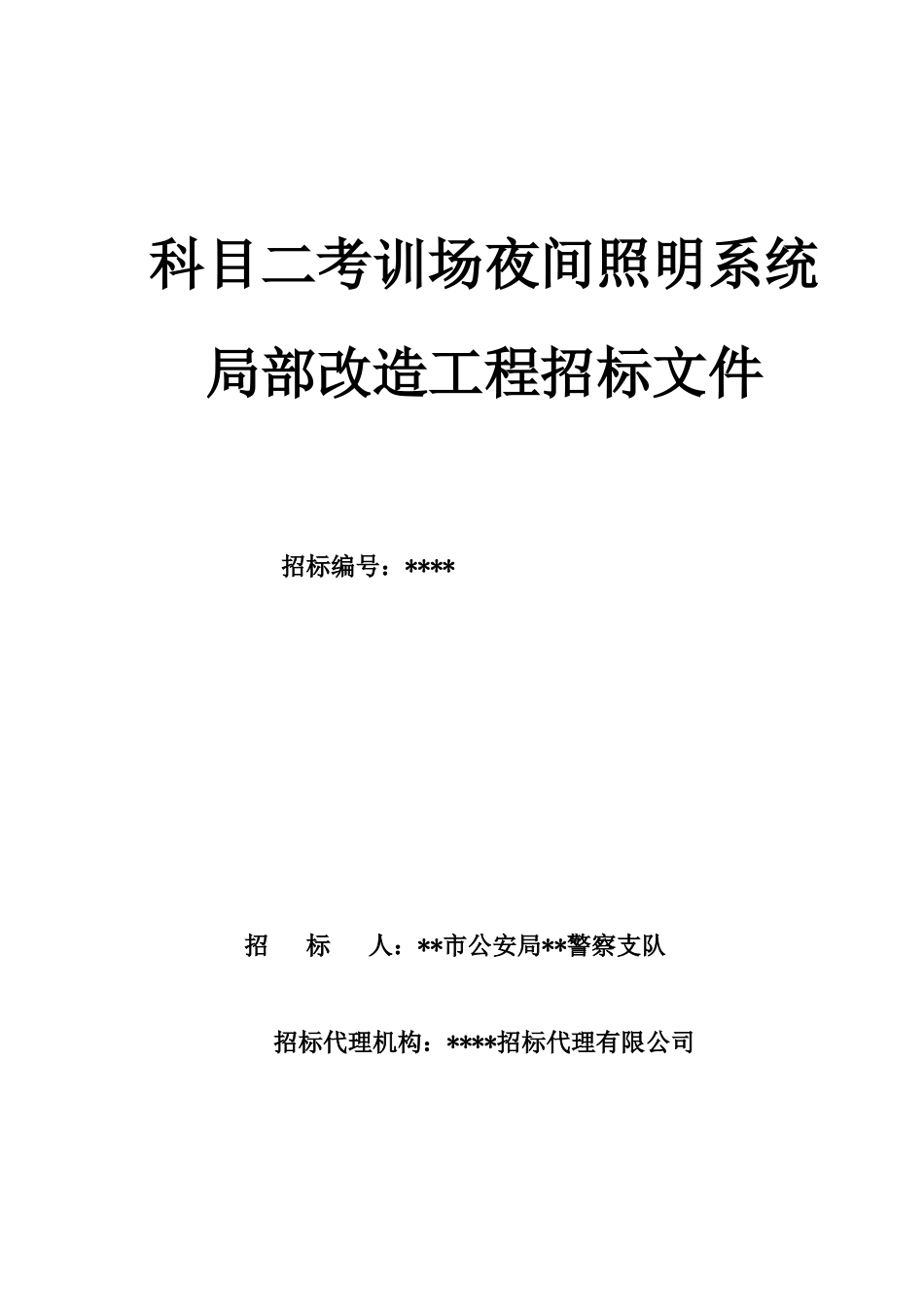 福建某车管所考训场夜间照明系统局部改造工程招标文件_第1页