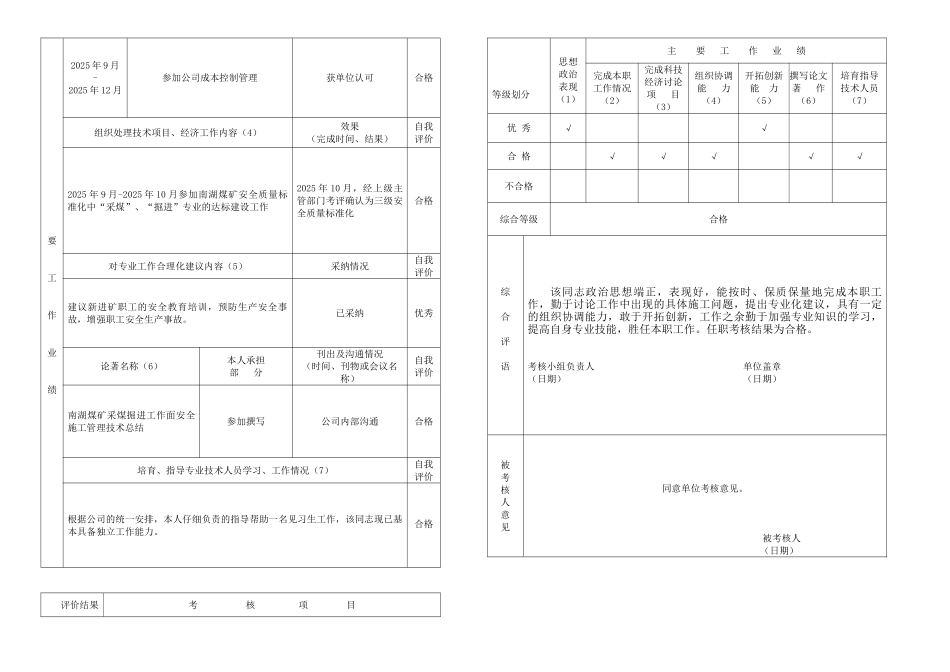 福建省工程技术人员年度考核登记表(2011)_第2页
