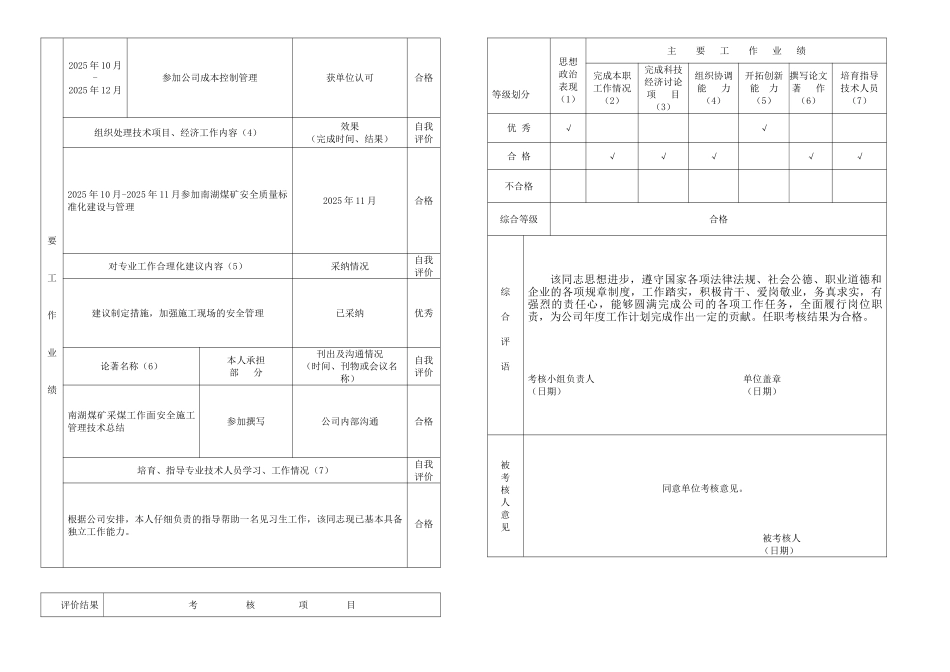 福建省工程技术人员年度考核登记表(2025)_第2页