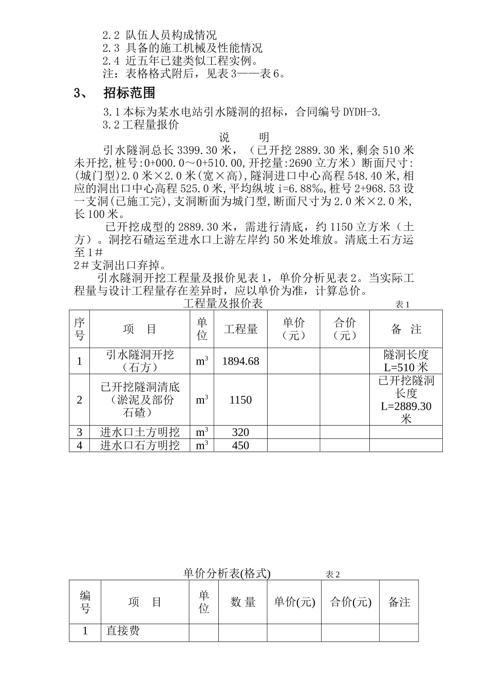 福建省永泰县某水电站引水隧洞工程招标文件_第2页