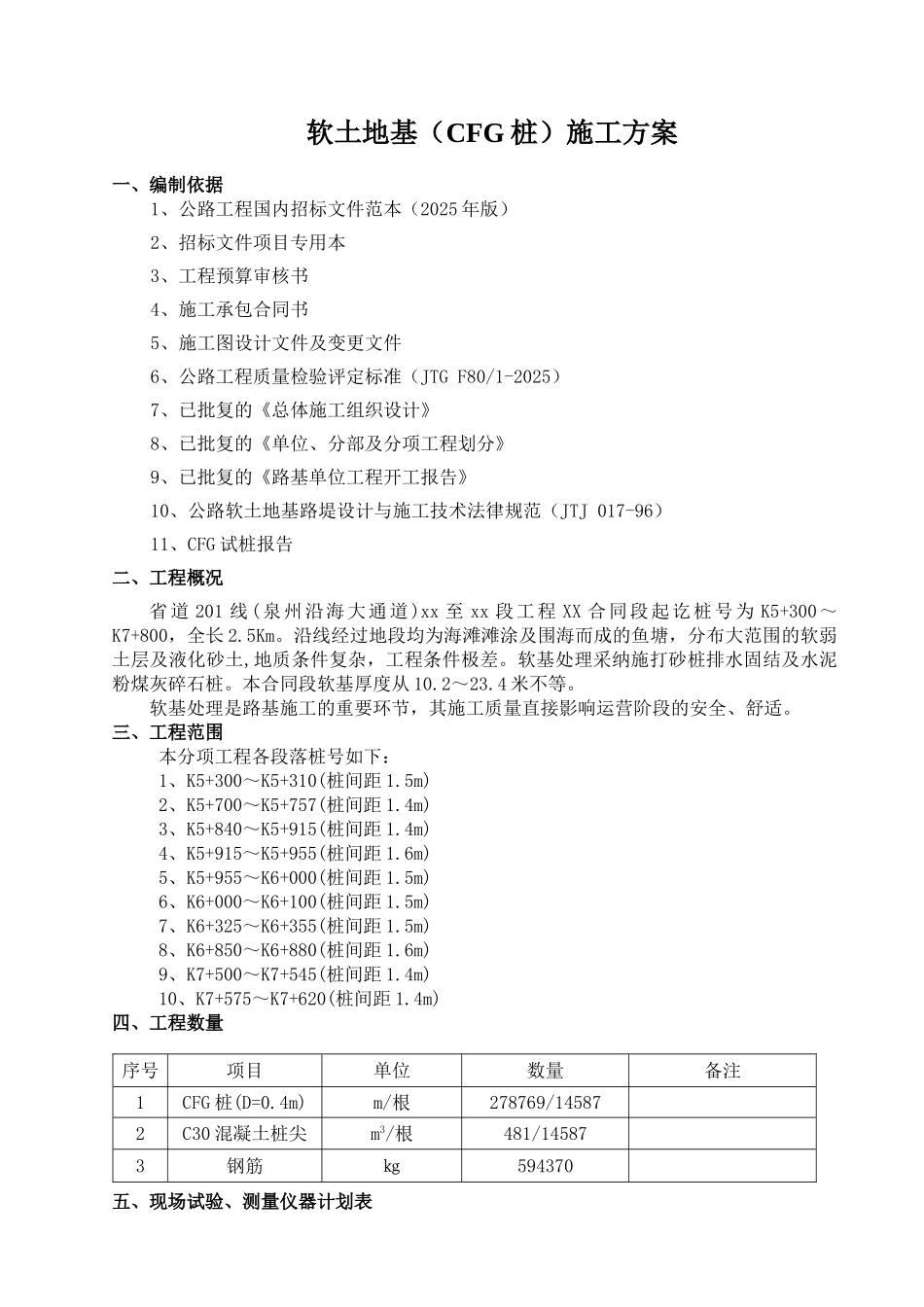福建省道201线泉州某段软土地基施工方案_第1页