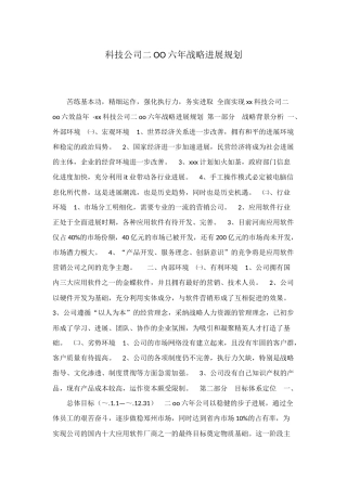 科技公司二ОО六年战略发展规划