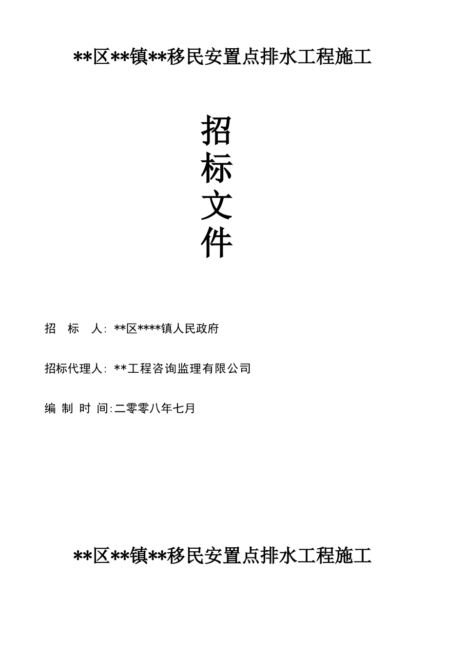 移民安置点排水工程施工招标文件_第1页