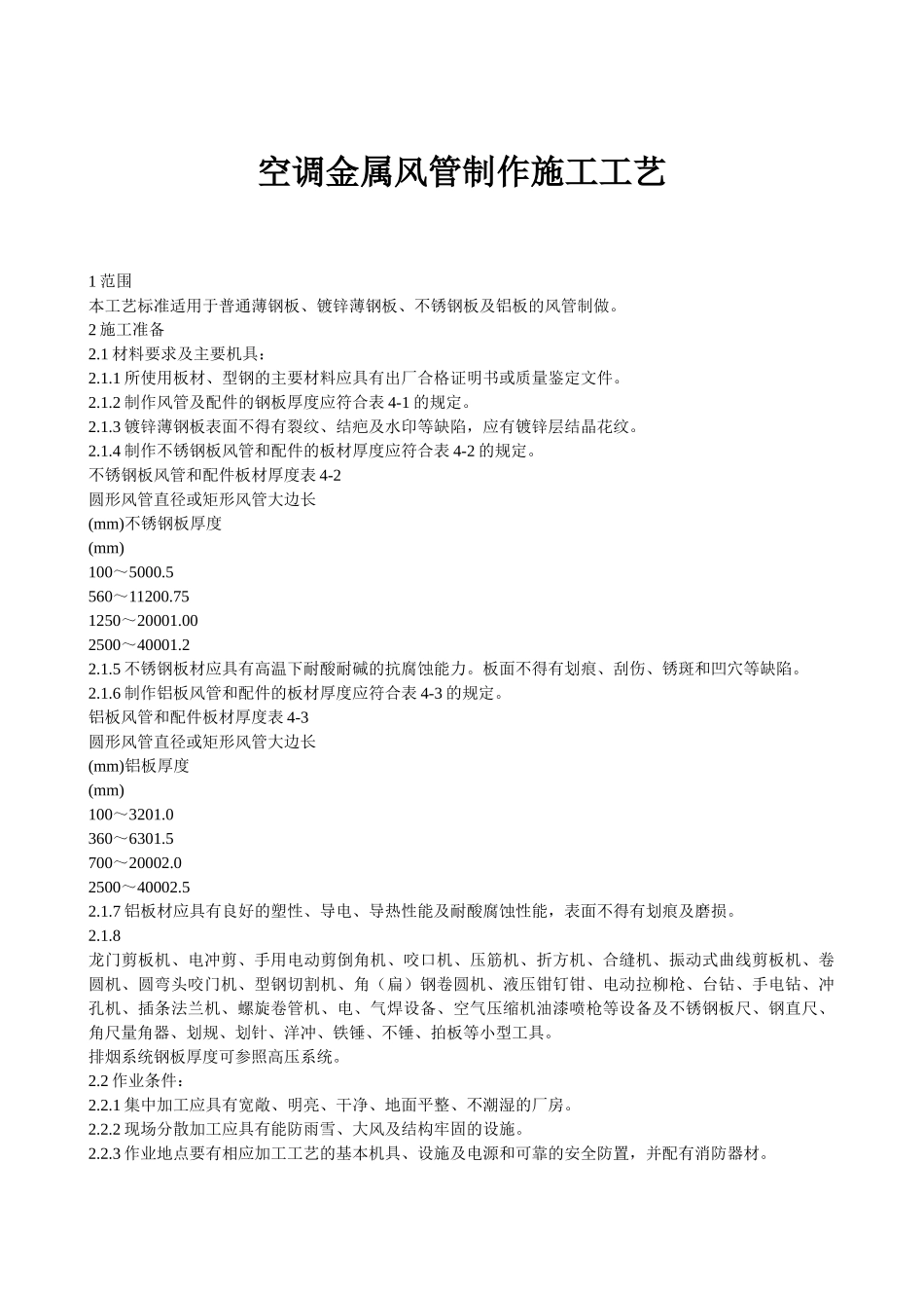 空调金属风管制作施工工艺_第1页