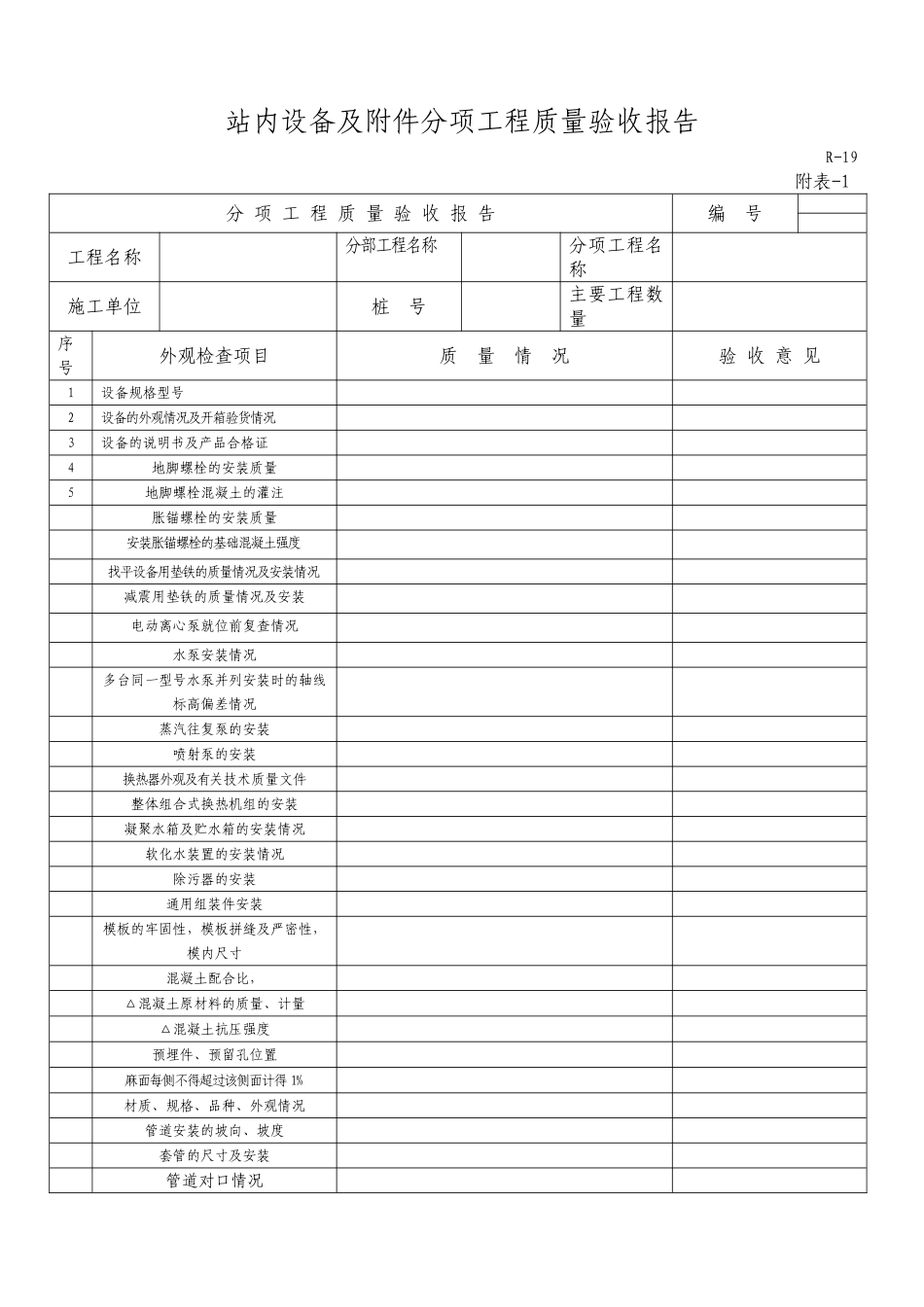 站内设备及分项工程质量验收报告_第1页