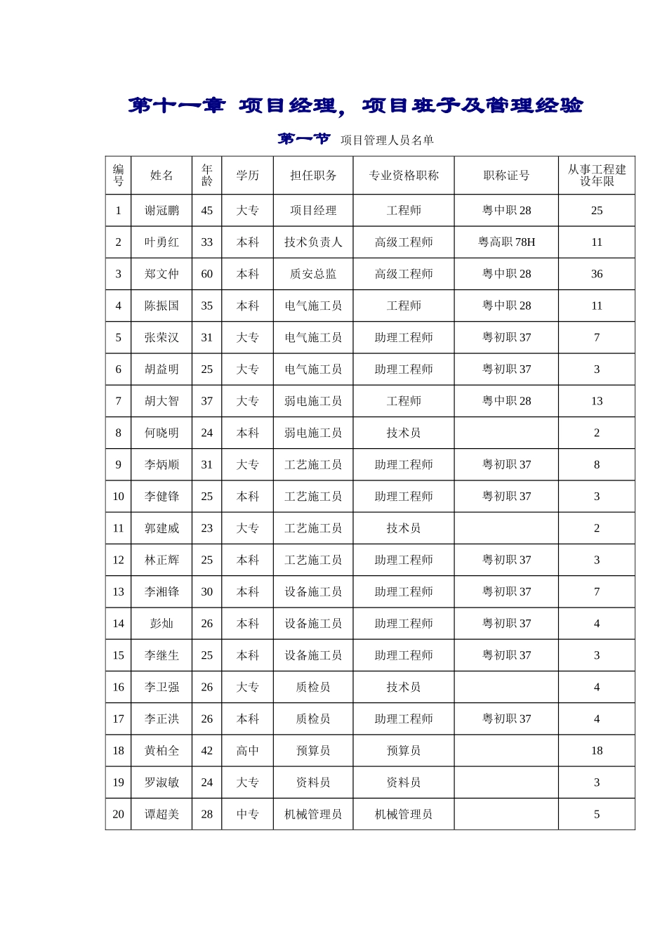 章项目经理-项目班子及管理经验_第1页