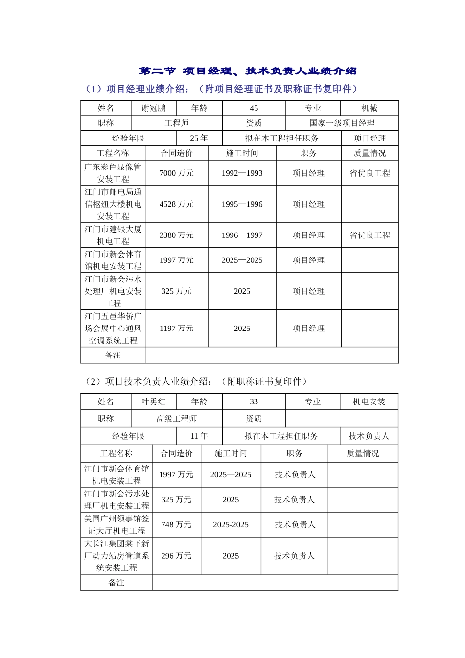 章项目经理-项目班子及管理经验_第2页