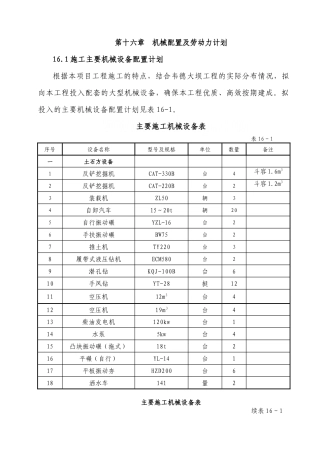 第16章：机械配置及劳动力计划表