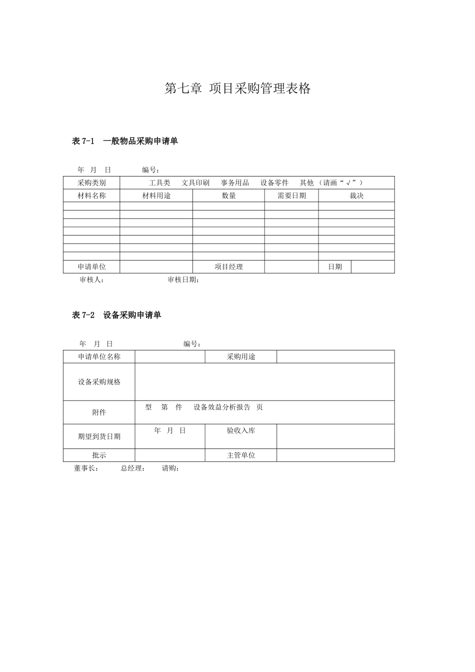 第7章--项目采购管理表格_第1页