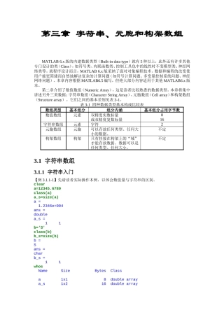 第三章字符串、元胞和构架数组