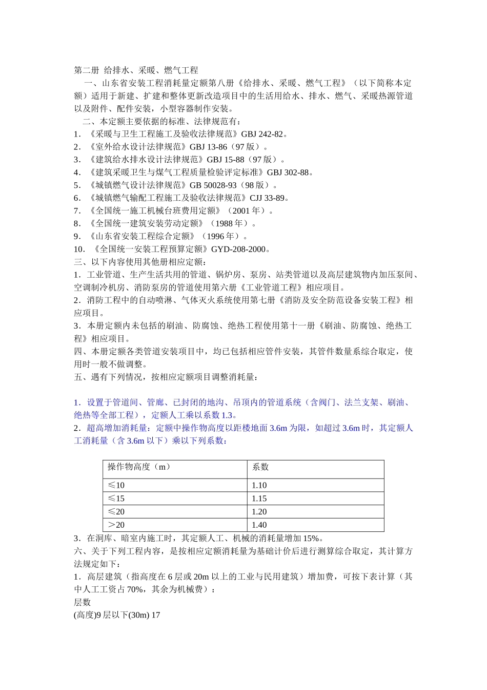 第二册--给排水安装工程96综合定额解释_第1页