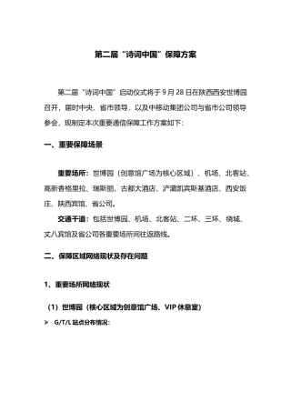 第二届“诗词中国”保障方案---V6网优中心