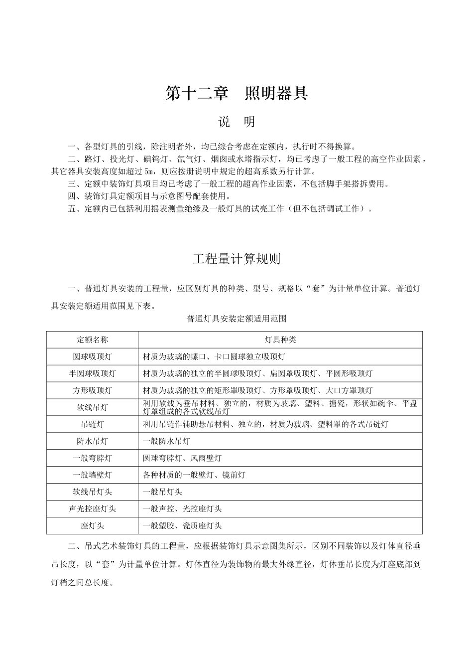 第十二章-照明器具-说明计算规则_第1页