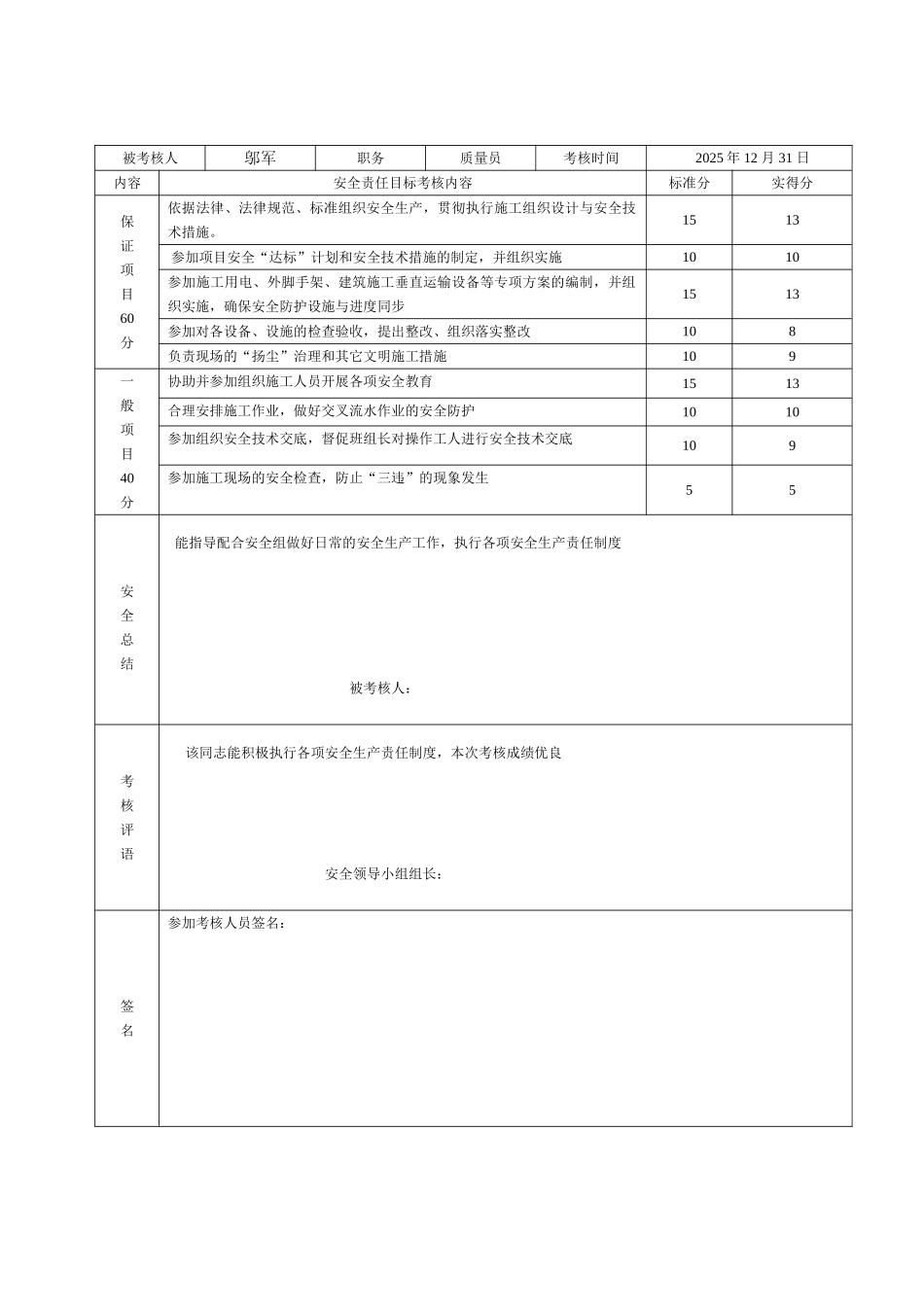 管理人员安全生产责任制考核表_第3页