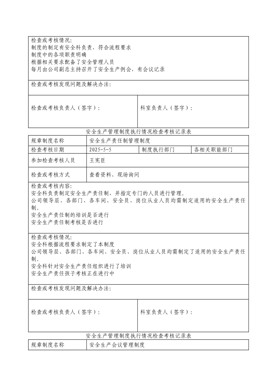 管理制度执行检查记录表(参考)_第2页