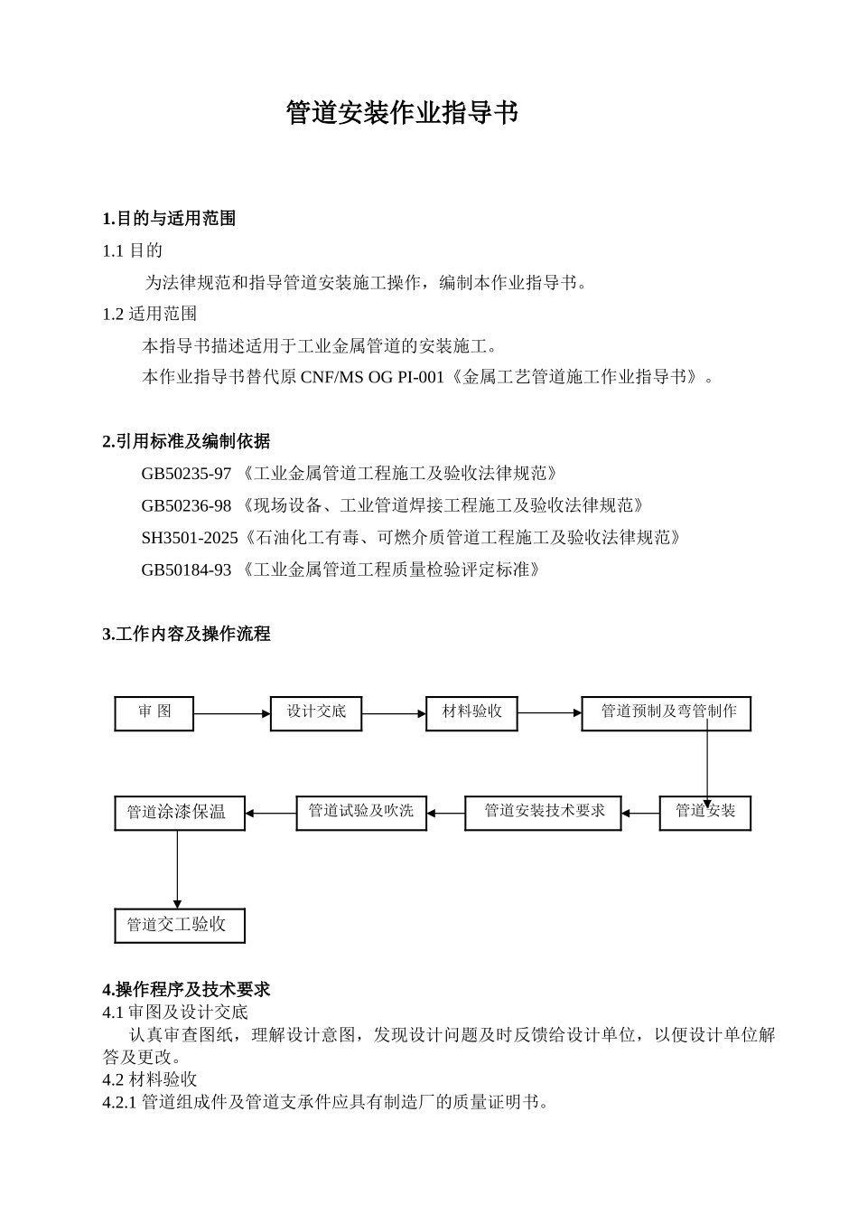 管道安装作业指导书_第1页
