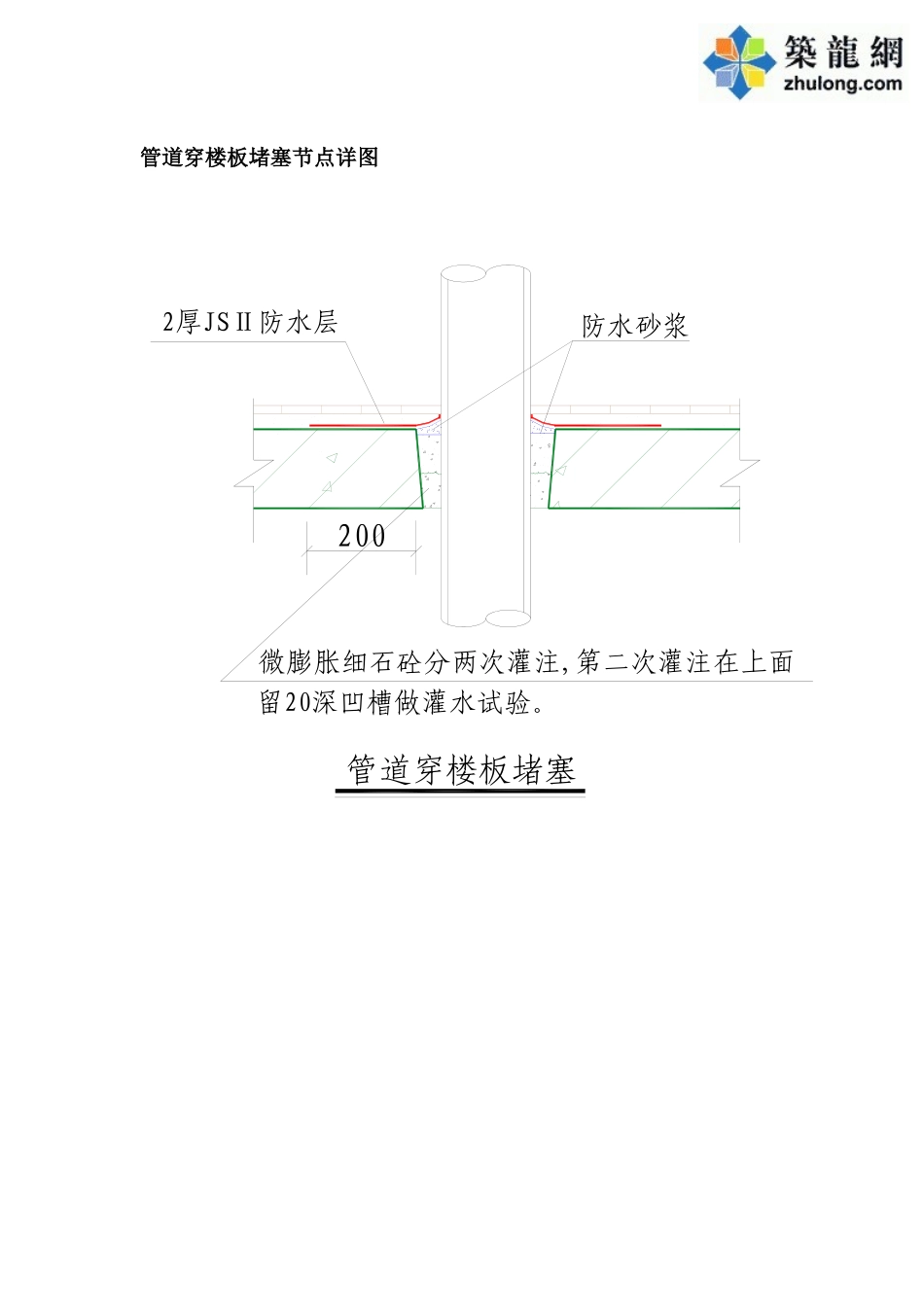 管道穿楼板堵塞节点详图_第1页