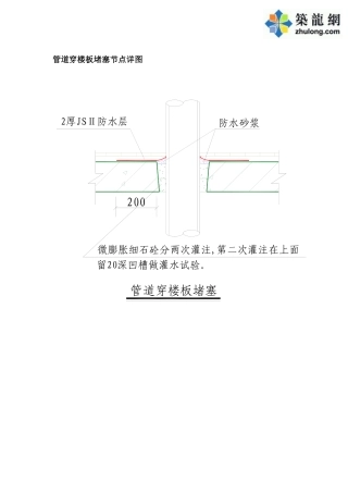 管道穿楼板堵塞节点详图