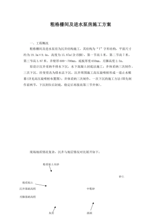 粗格栅间及进水泵房施工方案