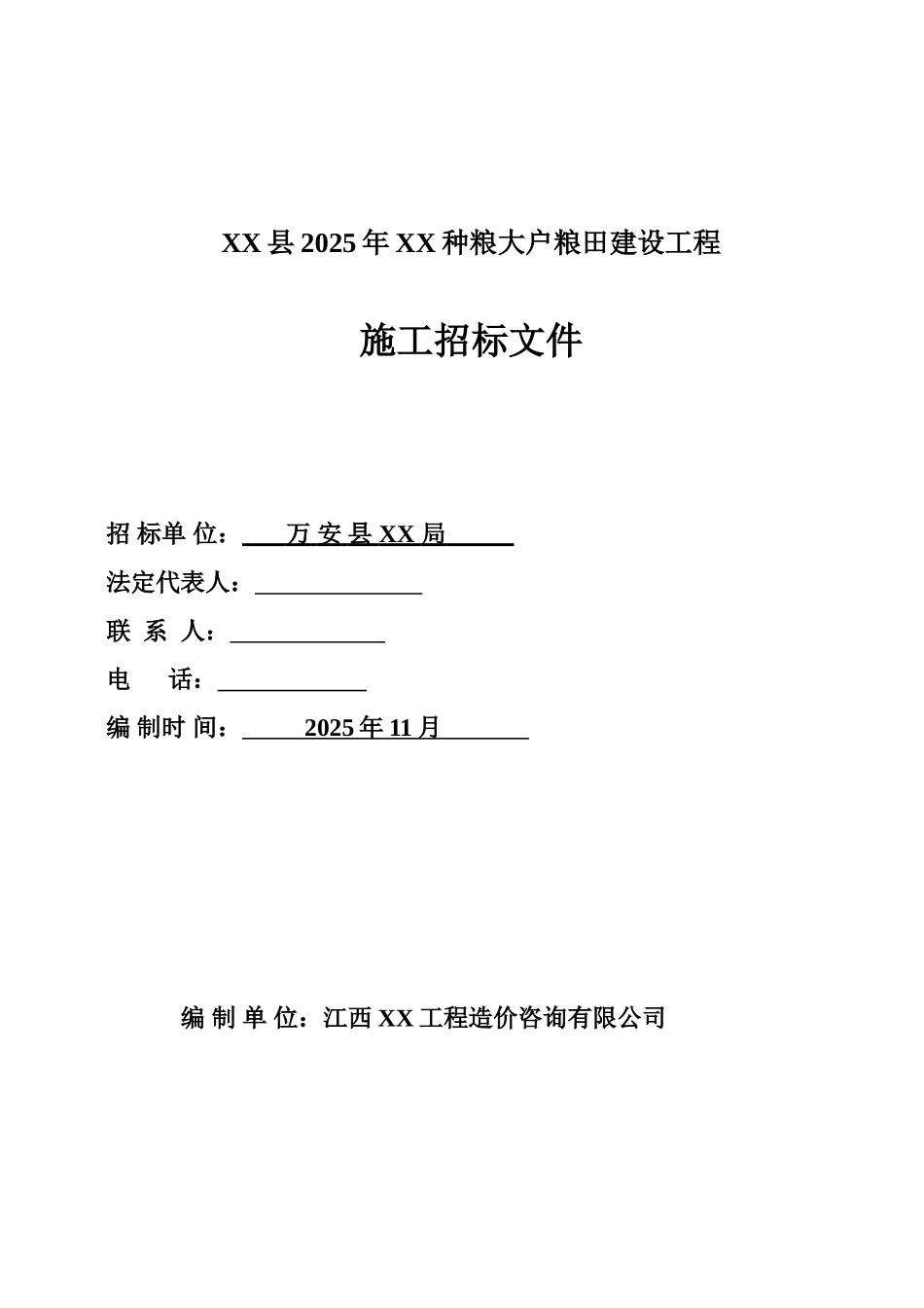 粮田配套设施建设工程施工招标文件-_第1页