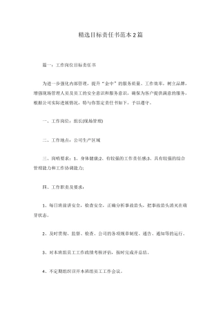 精选目标责任书范本2篇