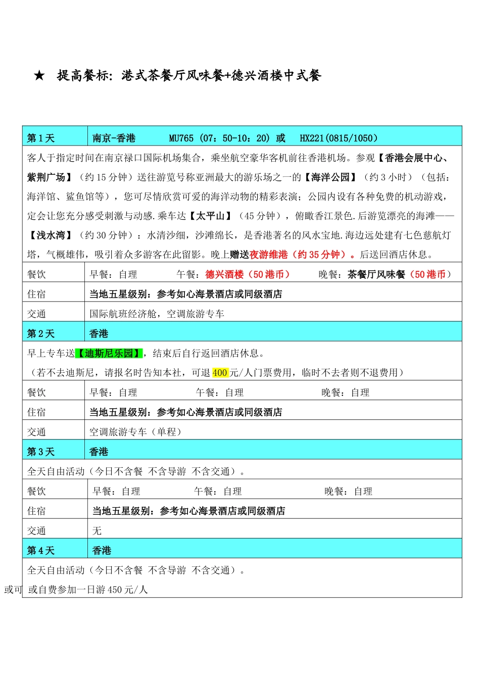 纯港一地双园奢华亲子半自助五日游_第2页