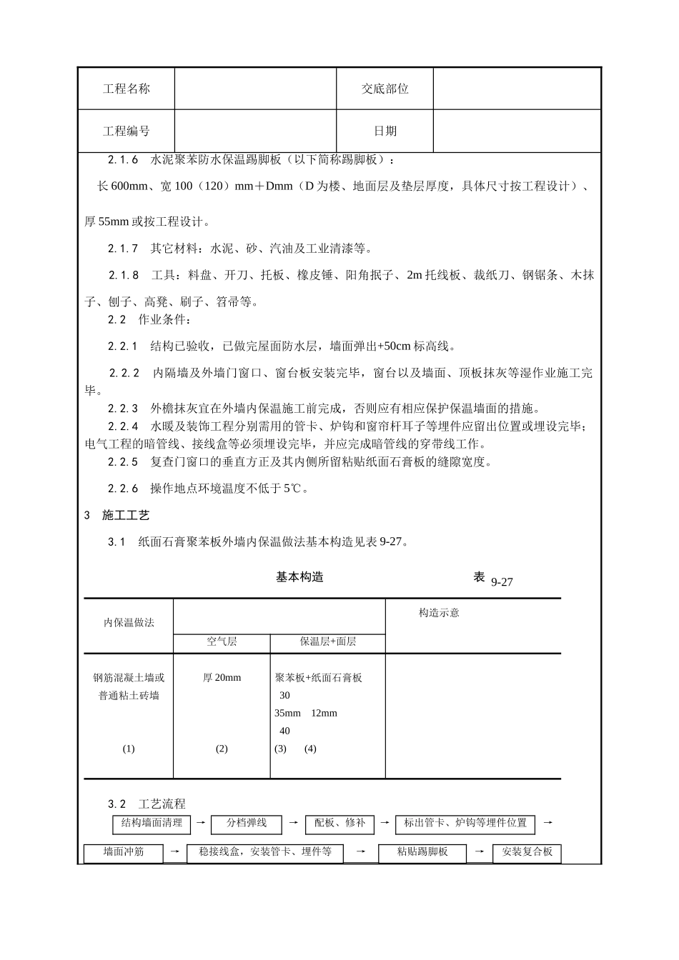 纸面石膏聚苯复合板外墙内保温墙面施工工艺_第2页