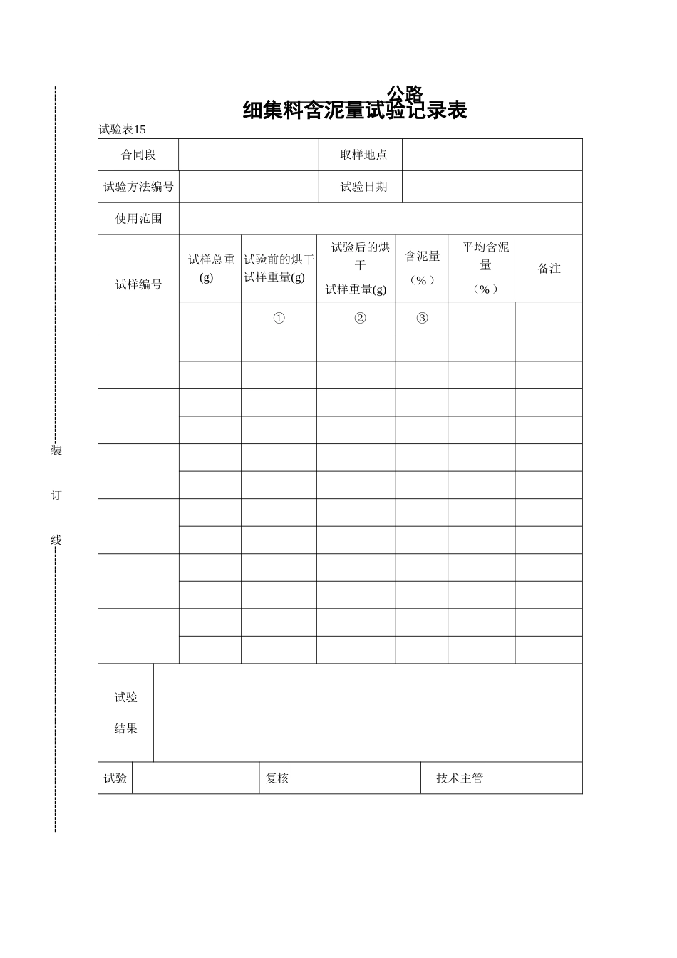 细集料含泥量试验记录表_第1页