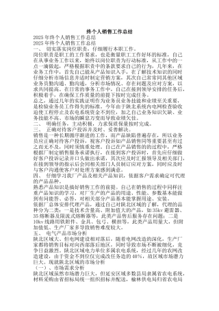终个人销售工作总结-精品范文资料