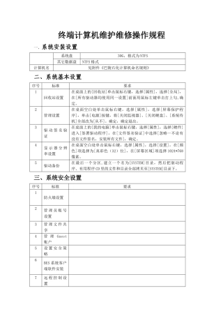 终端计算机维护维修操作规程