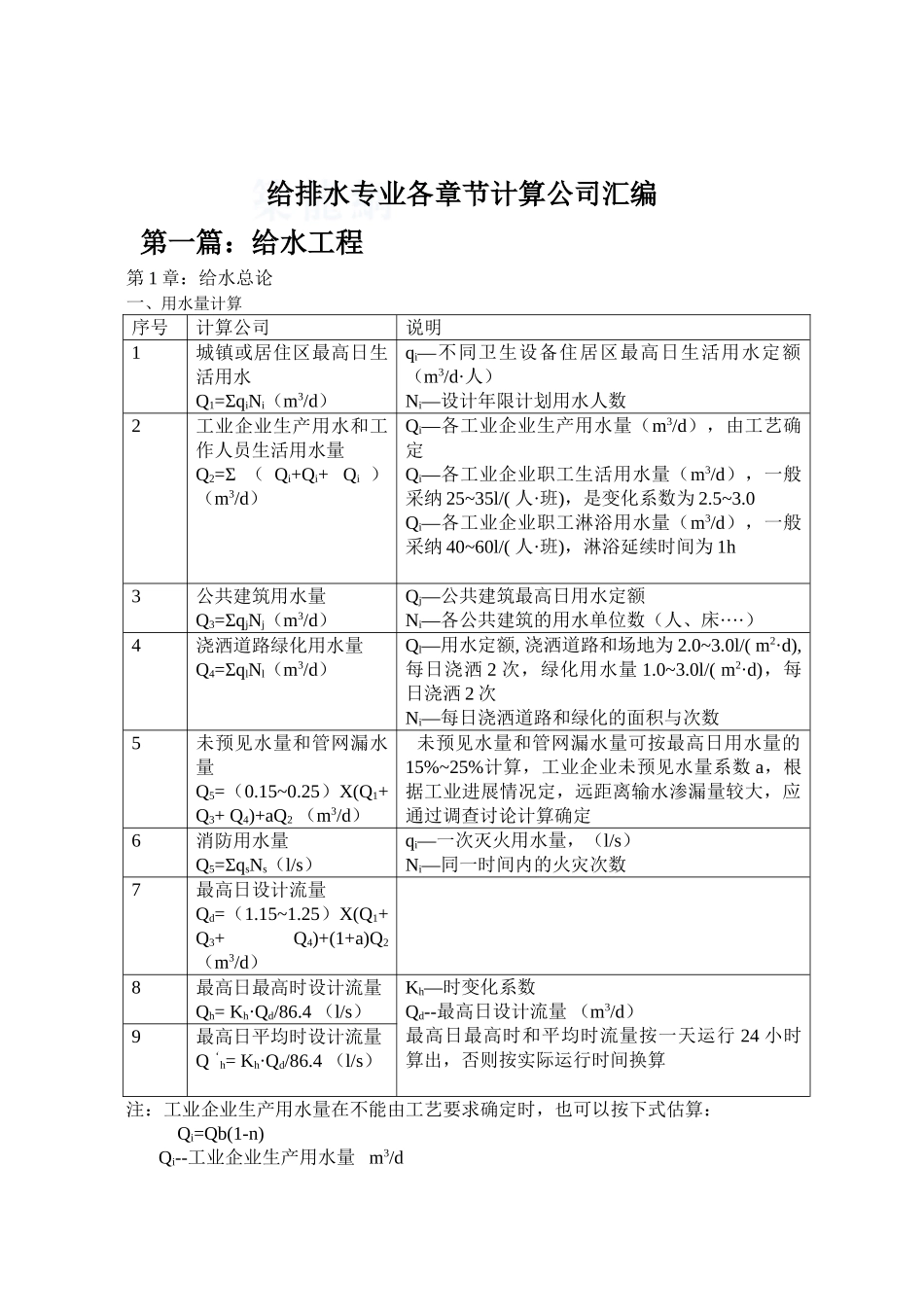 给排水专业计算公式汇编_第2页