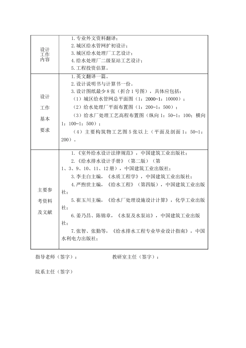 给水毕业设计任务书_第2页