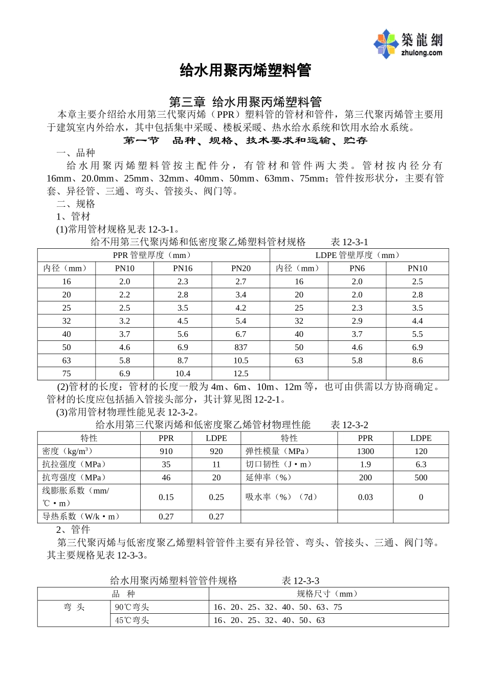 给水用聚丙烯塑料管p_第1页