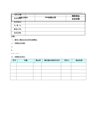 绩效例会会议纪要-模板