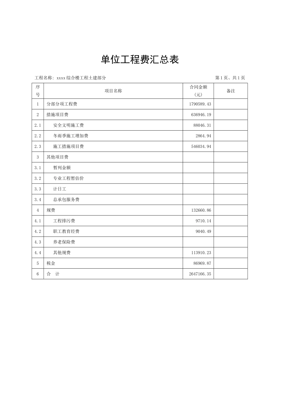 综合楼建安工程清单计价实例_第2页
