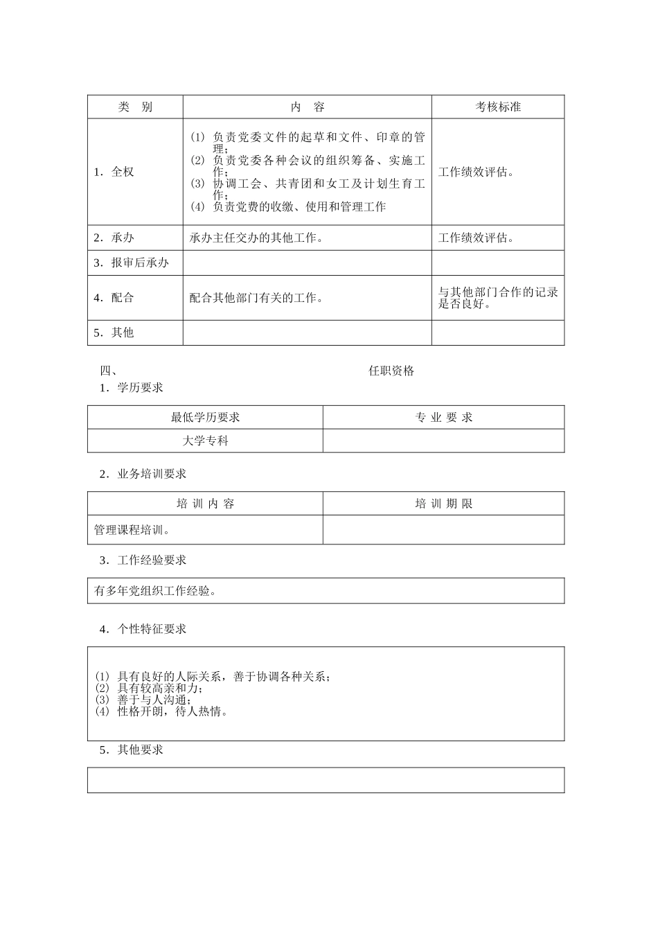 综合管理员职位说明书_第2页