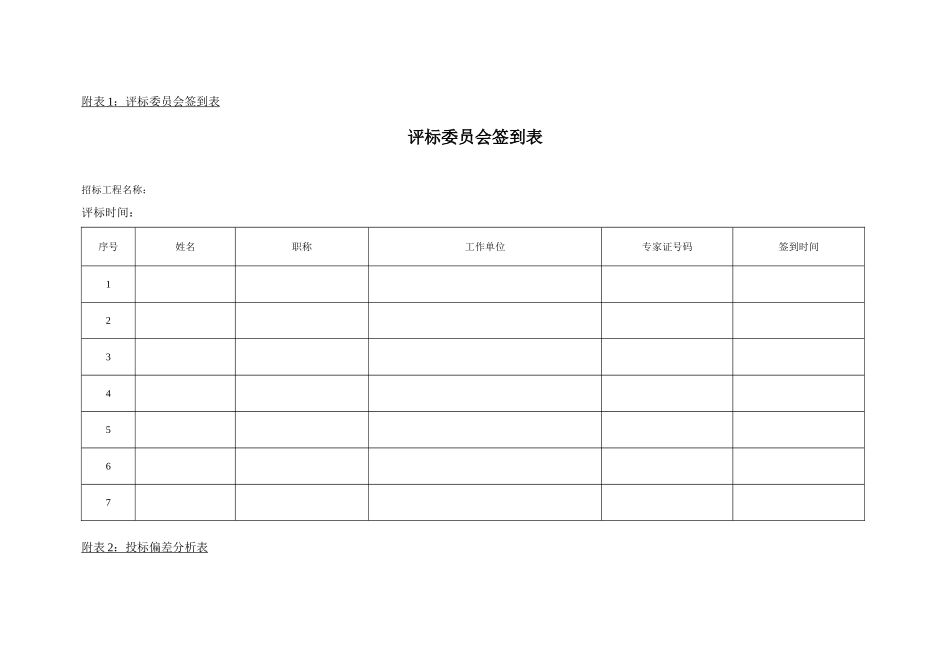 综合评估法评标办法评标表格_第1页